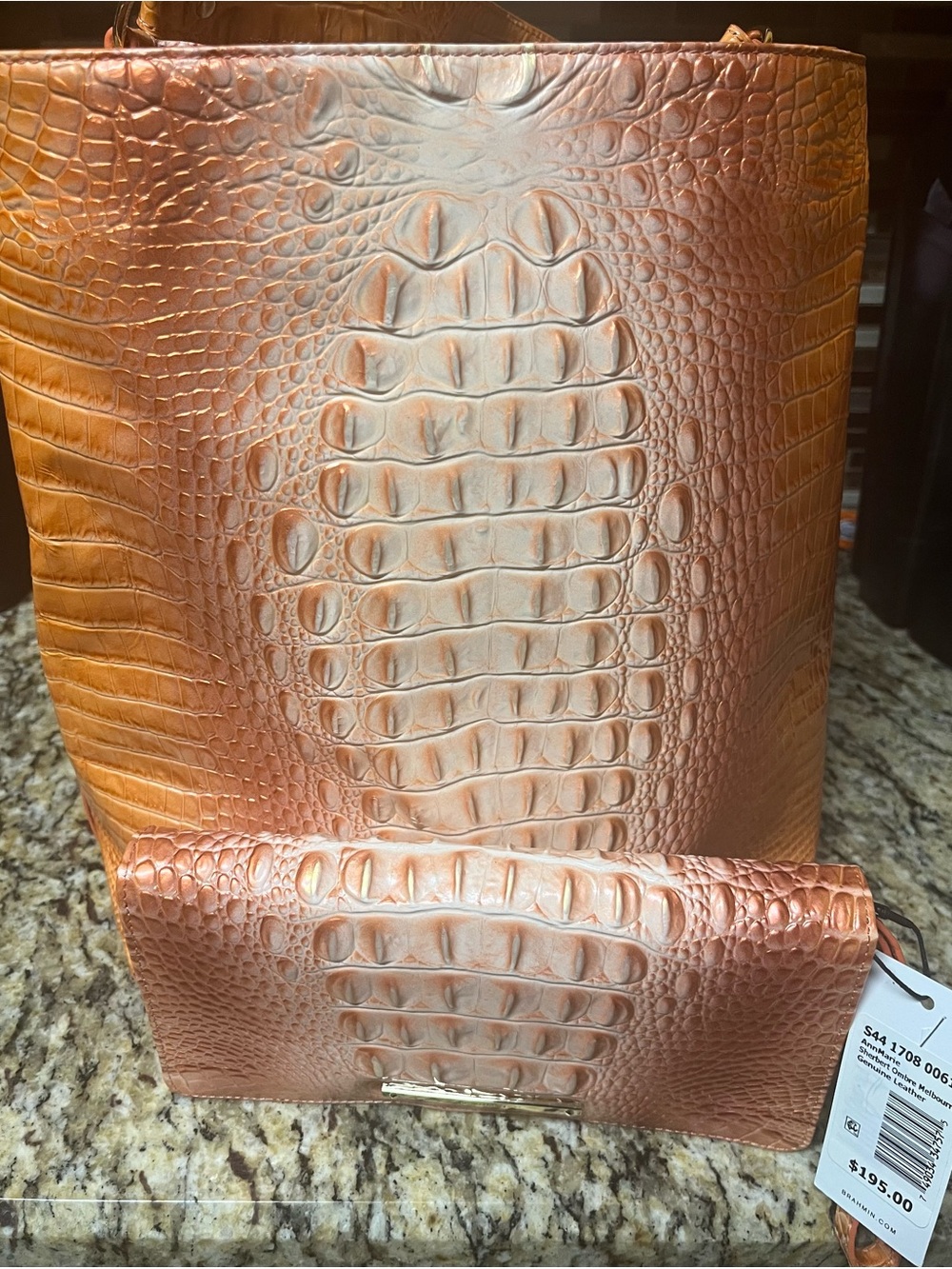Brahmin Large Amelia Sherbet Ombré Melbourne and NWT Matching Wallet with COA’s